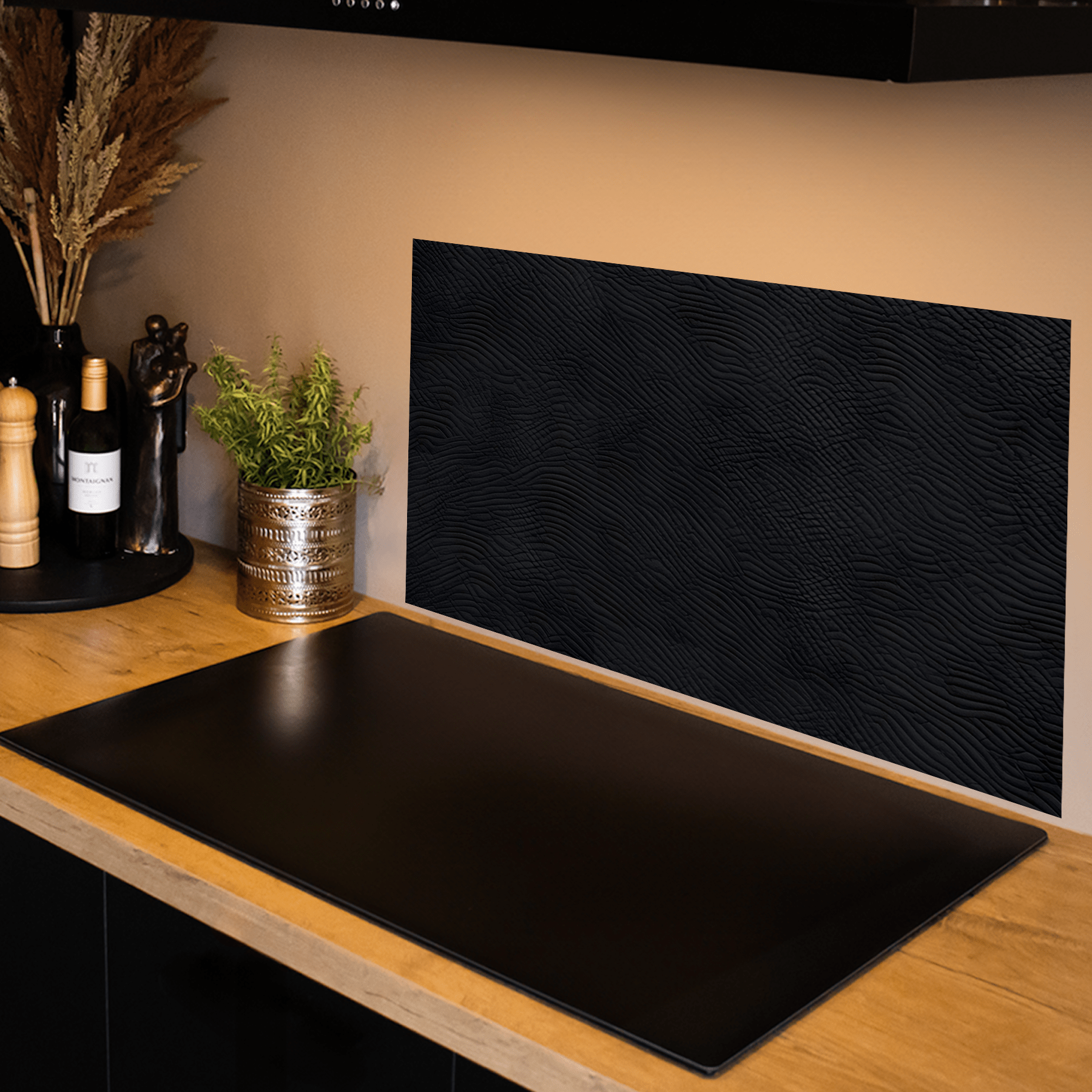 Keuken Spatscherm - Abstract - Ribbel patronen - Zwart - keuken spatscherm