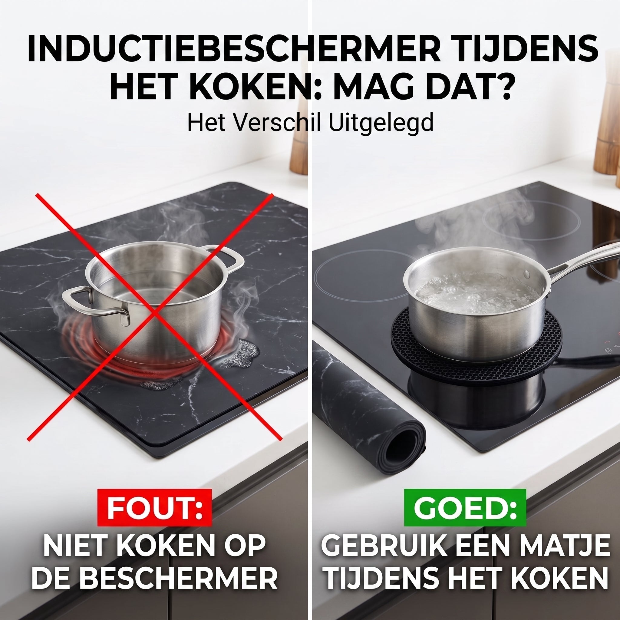 Inductie beschermer tijdens koken: mag dat?