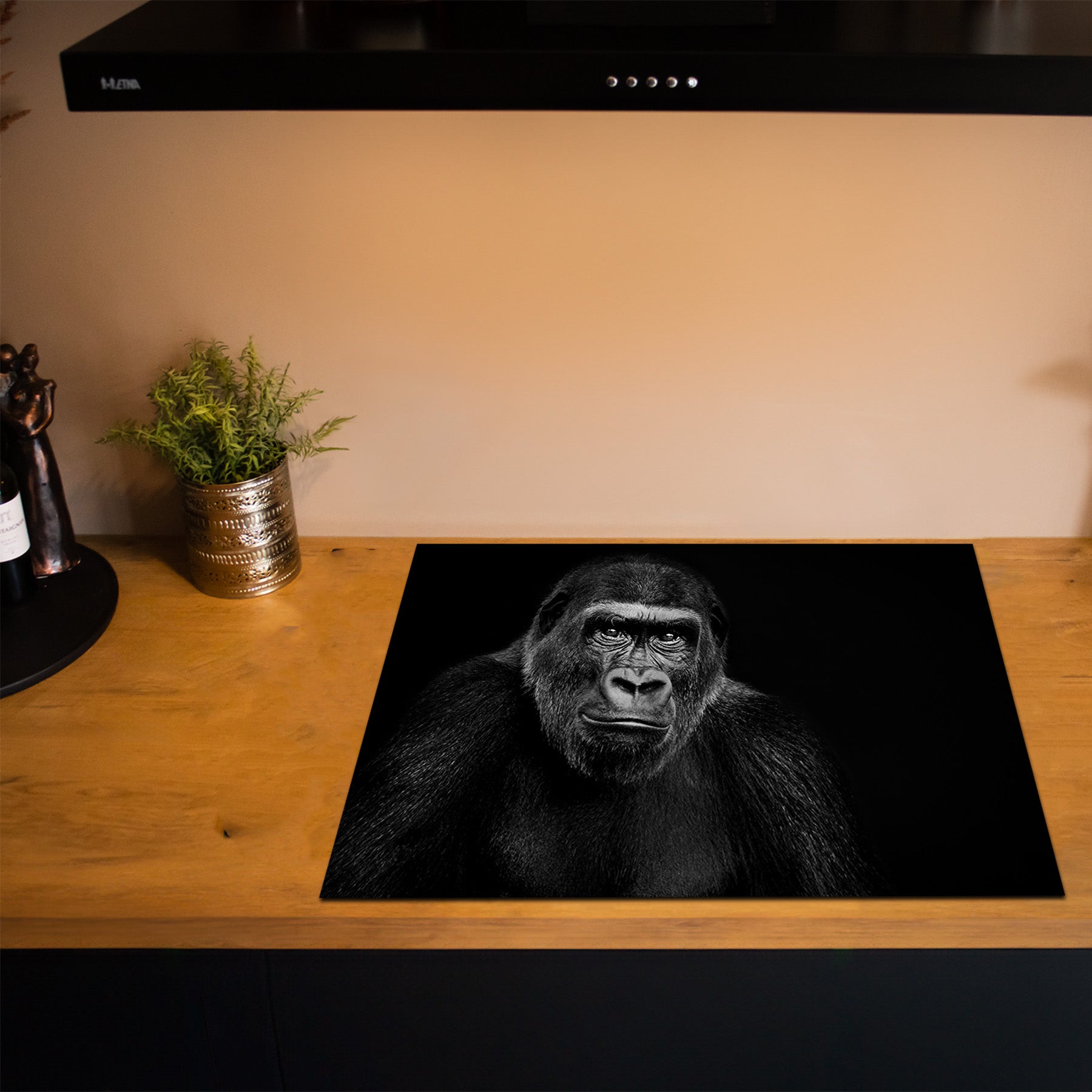 Herdabdeckplatte - Tiere Schwarz-Weiß - Gorilla