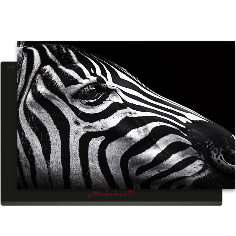 Herdabdeckplatte - Tiere Schwarz-Weiß - Close - Up Zebra