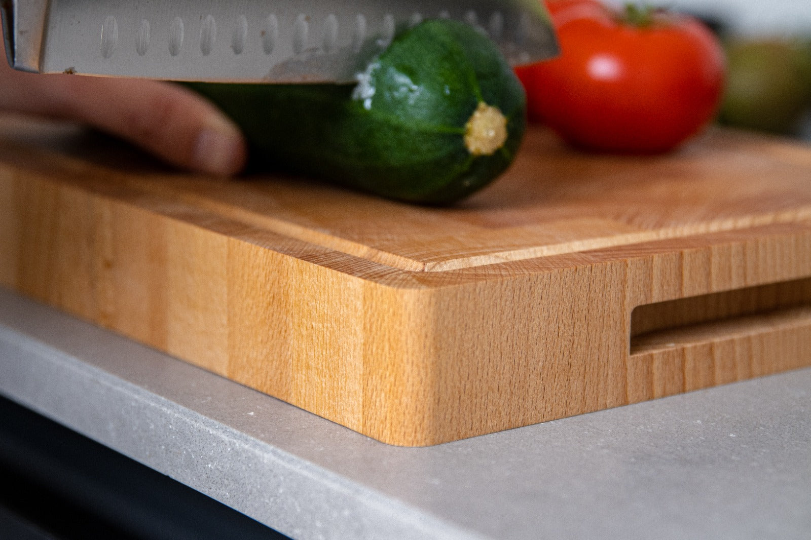 Professionelles Schneidebrett Buchenholz mit Griffen – Hackblock – 36x26 cm