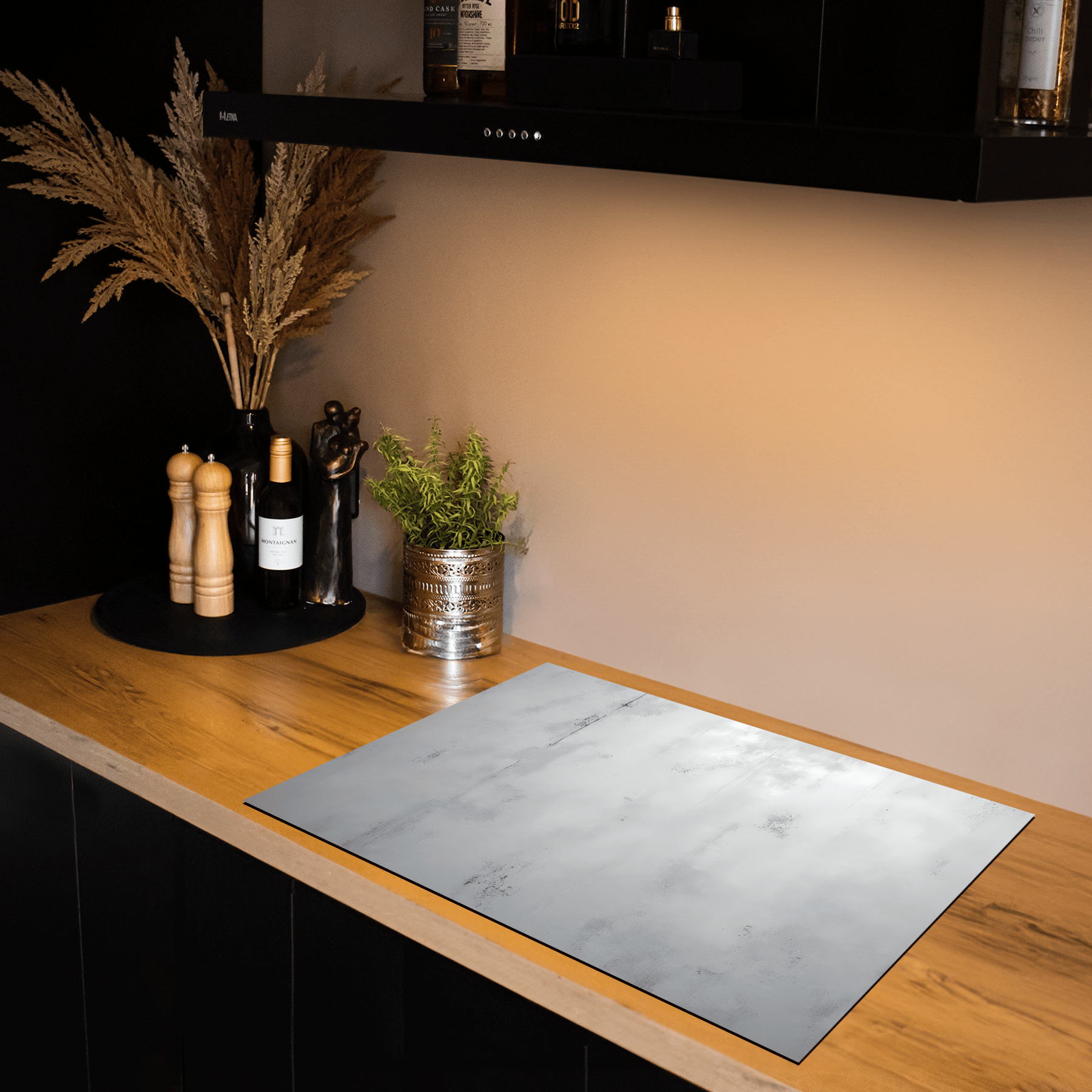 Inductiebeschermer - Beton - Ruw - Textuur - Grijs - Wit - Frosted Wall - Inductiebeschermer