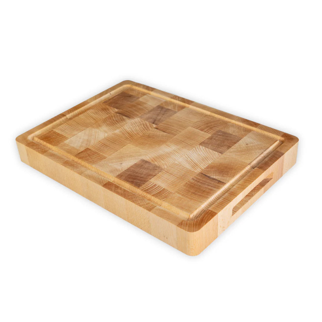 Professionelles Schneidebrett Buchenholz mit Griffen – Hackblock – 36x26 cm