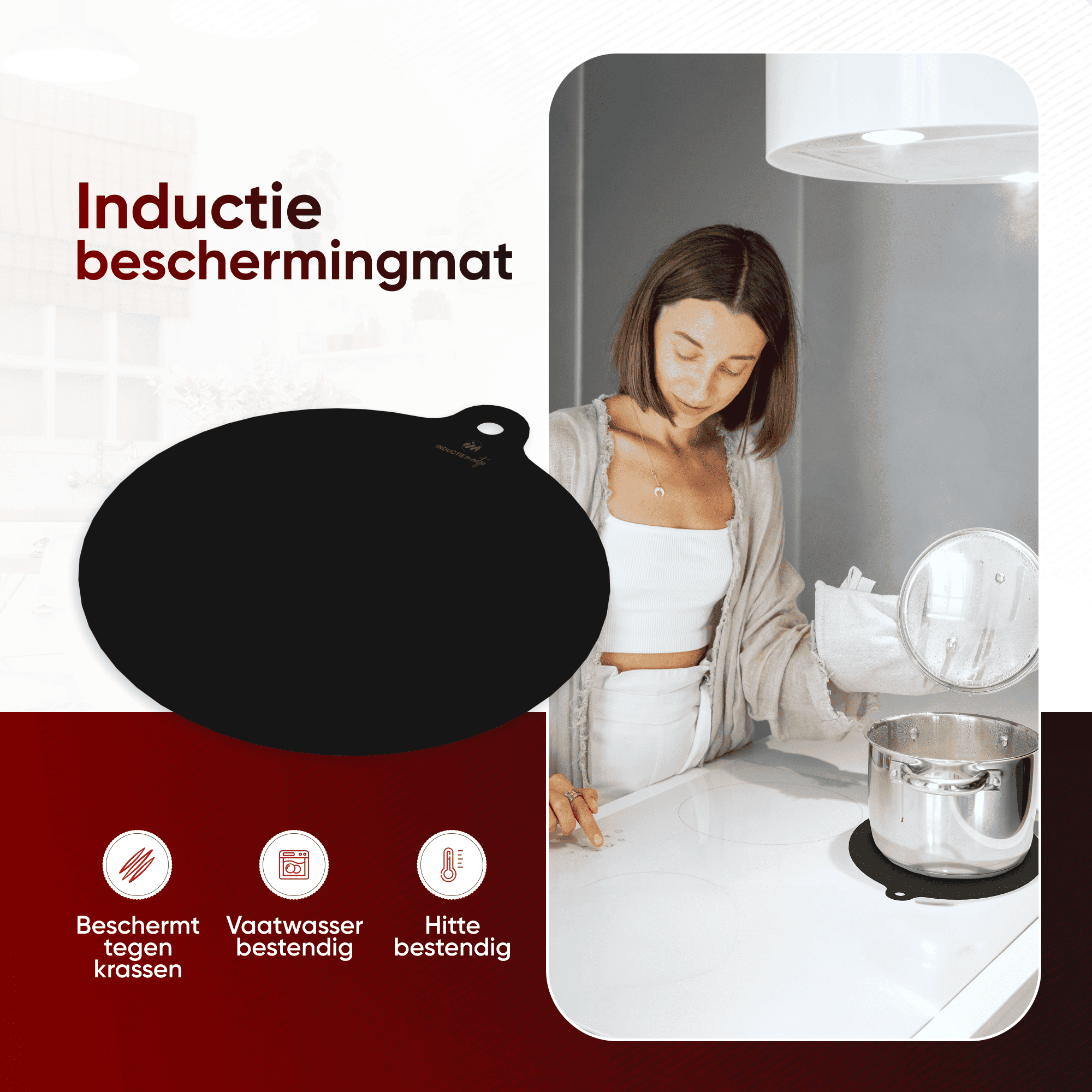 Induktionsmatten - Set mit 8 - Schwarz - Alles in 1