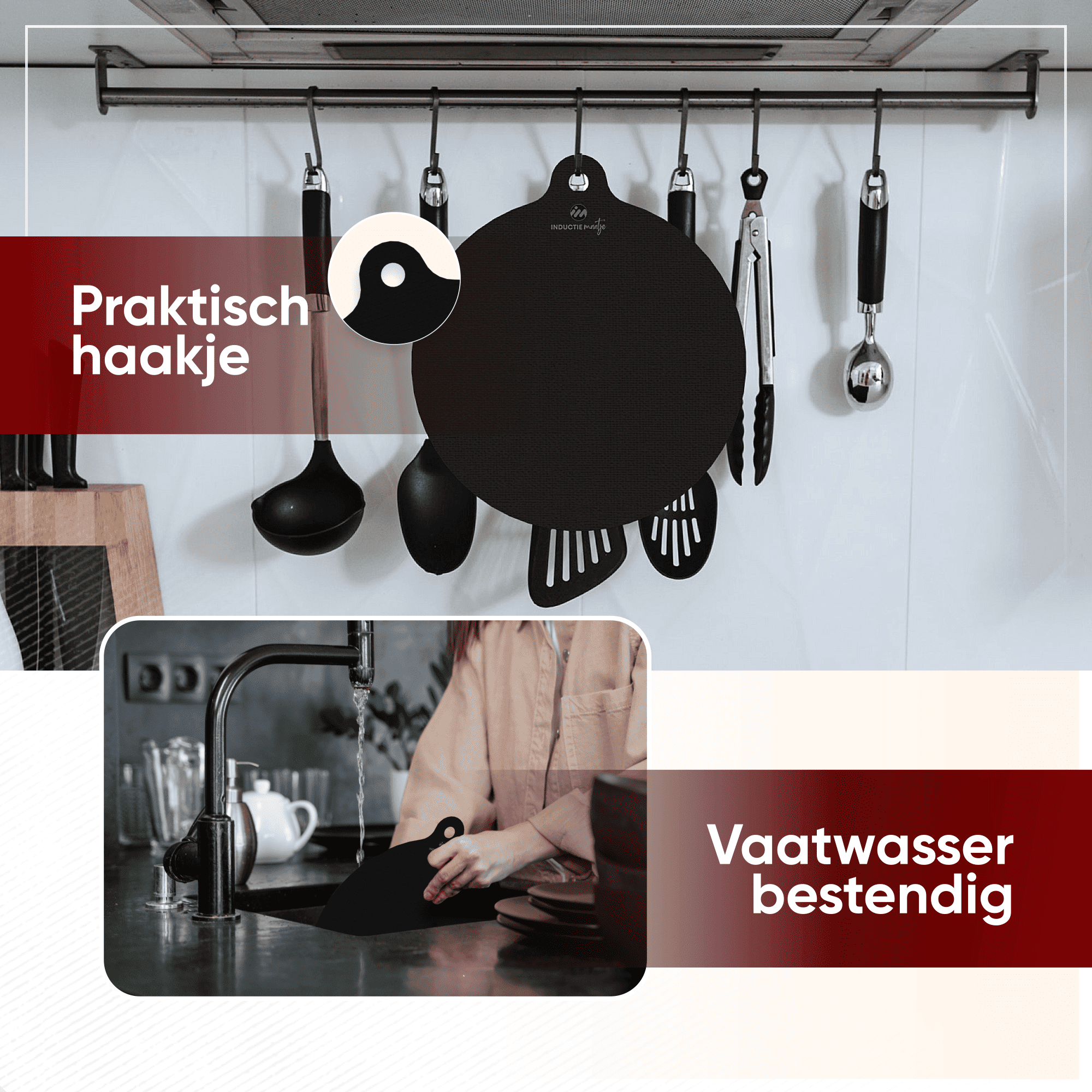 Induktionsmatten - Set mit 4 - Schwarz - Verschiedene Größen