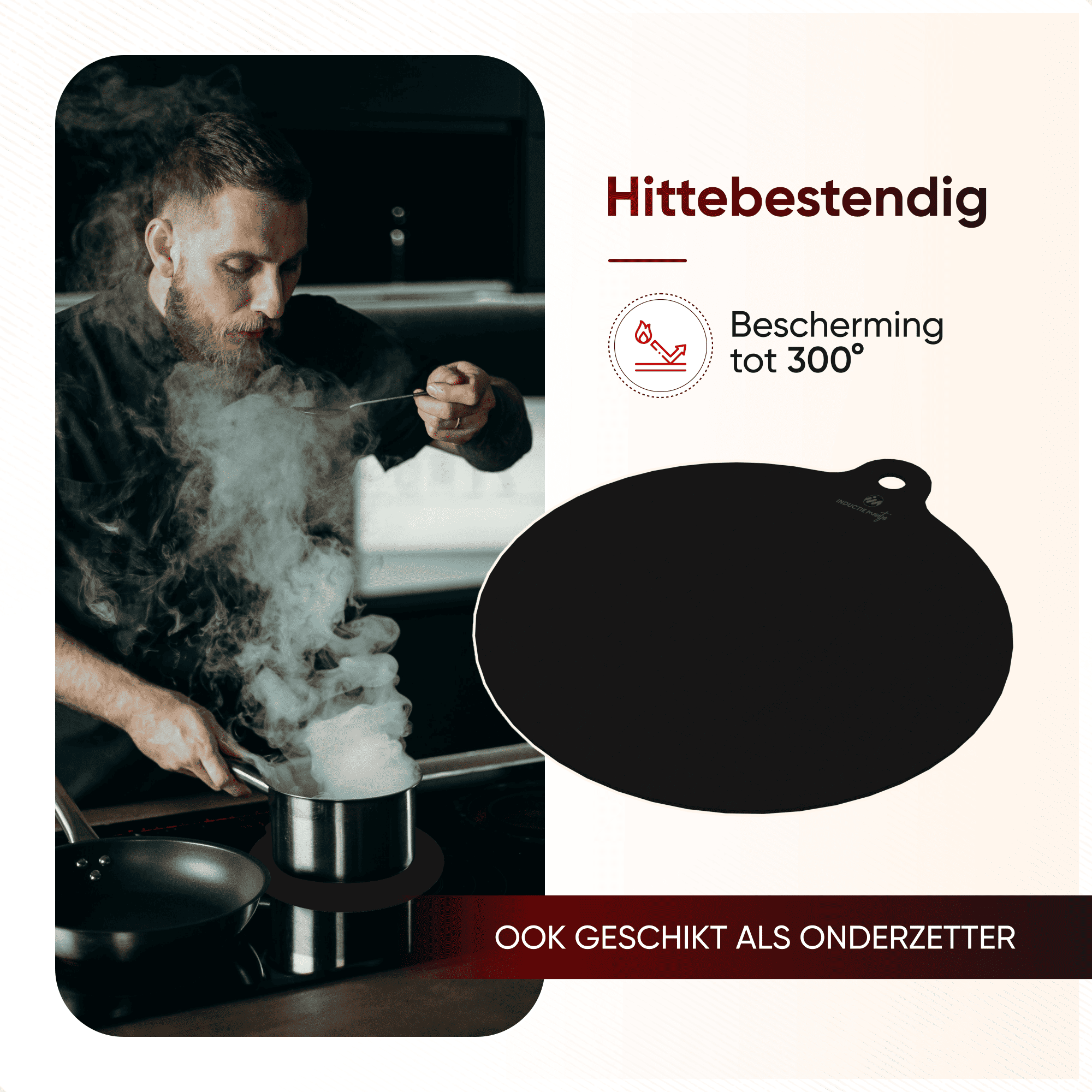 Induktionsmatten - Set mit 4 - Schwarz - 4xØ25cm