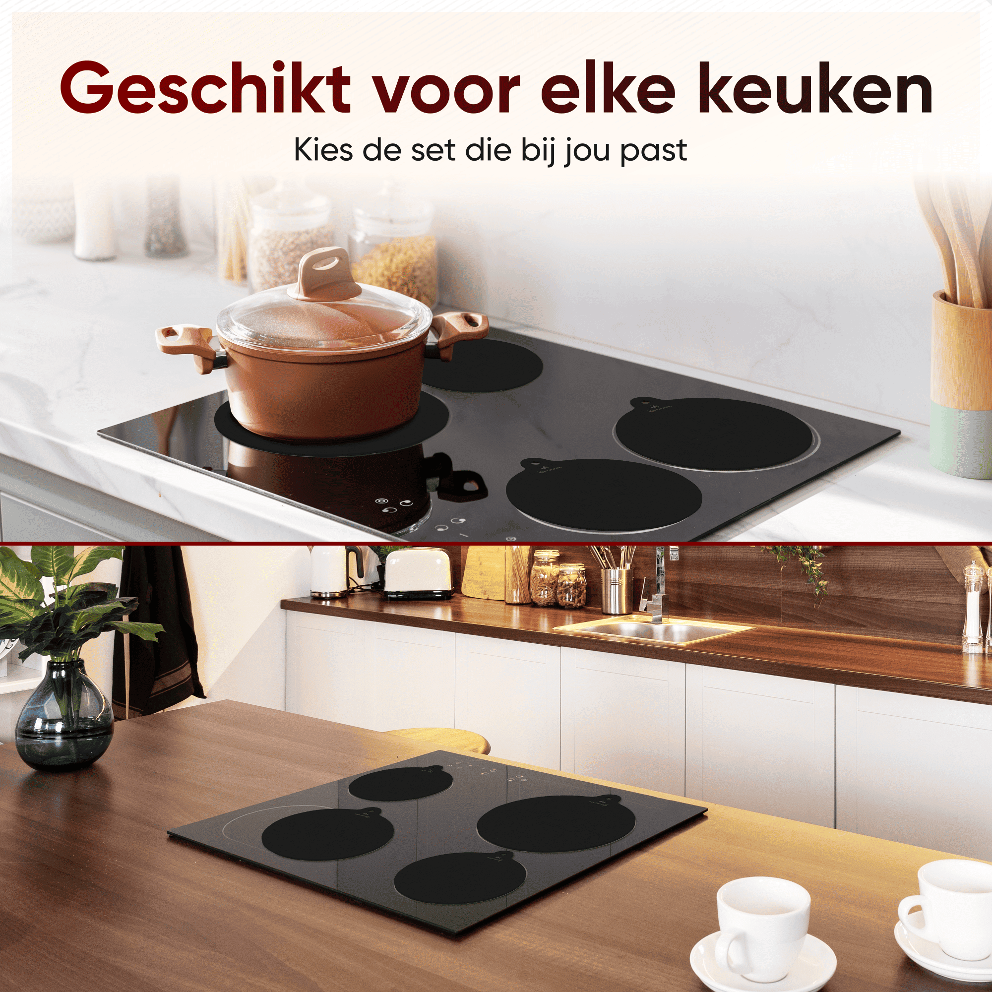 Induktionsmatten - Set mit 4 - Schwarz - Verschiedene Größen