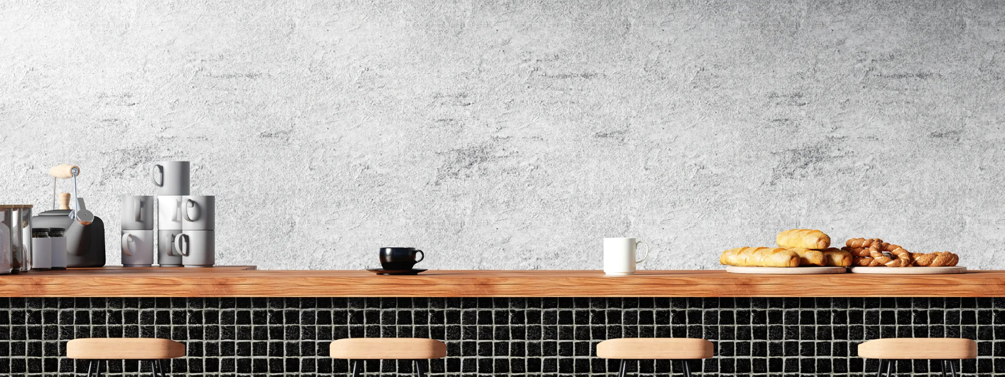 Keuken achterwand met betonlook in een keuken setting