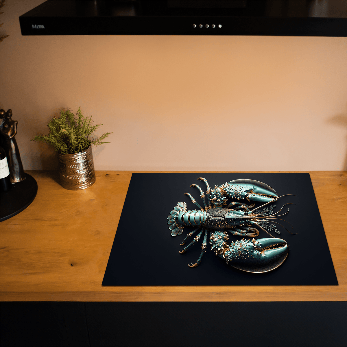 Inductiebeschermer - Black & Gold - Blauw - Luxe - Kreeft - Inductiebeschermer