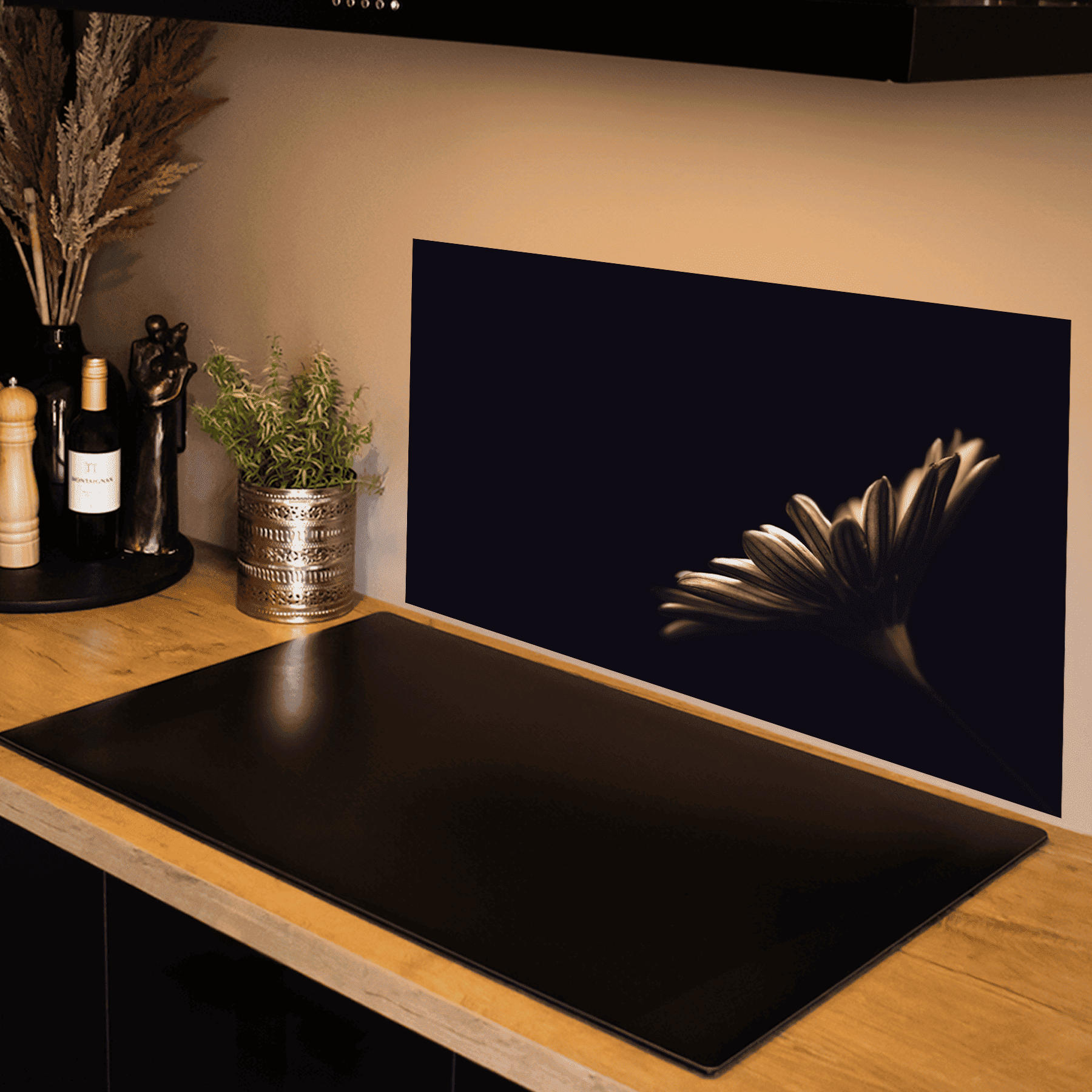 Küchenrückwand - Blumen - Margerite - Schwarz