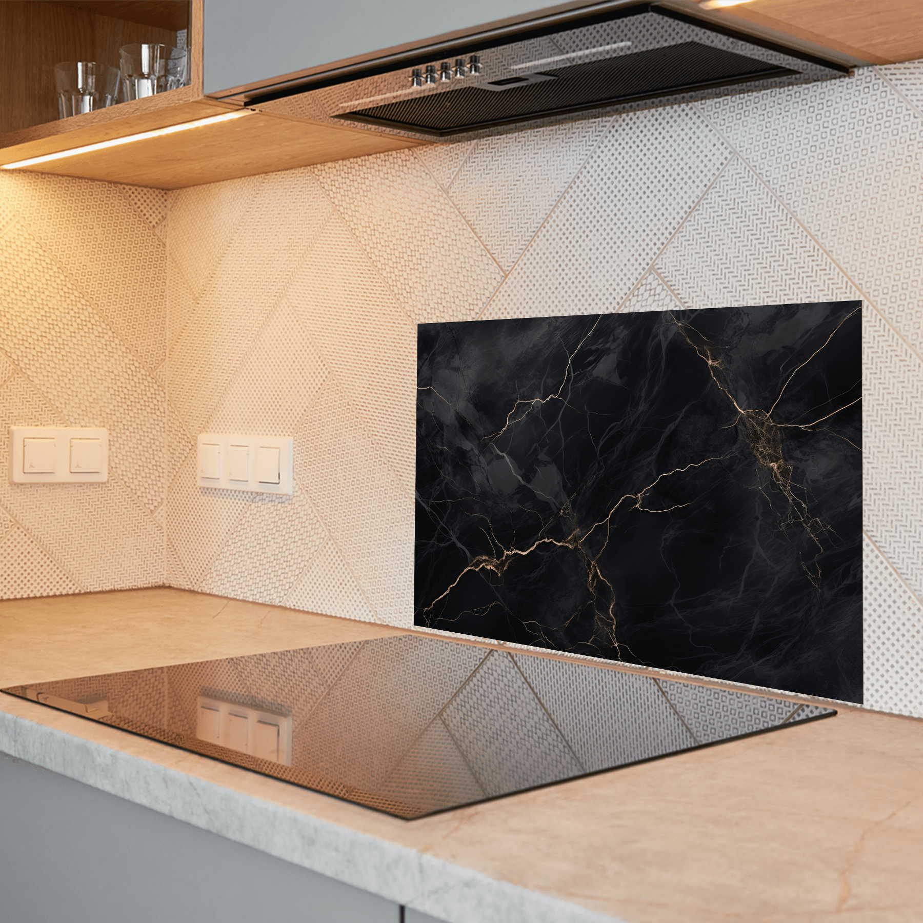 Keuken Spatscherm - Marmer - Natuurlijk - Textuur - Zwart - keuken spatscherm